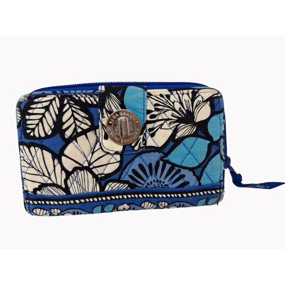 Vera Bradley Handbags - Vera Bradley Blue Bayou Turn Lock Wallet Organizer Zip Compartments